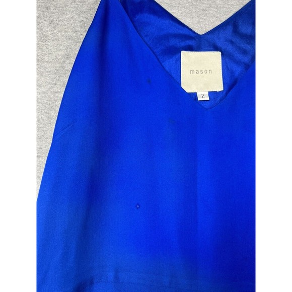 Mason Womens Sleeveless Tiered High Low Dress Blue Size 2 Silk - Picture 3 of 14